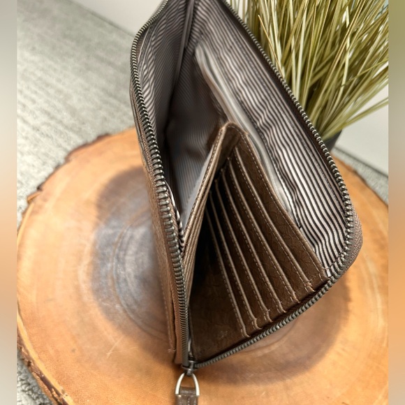 Joy Susan Tina Python Vegan Leather Zip Around Wristlet Clutch 10” x 6” NWOT. - Picture 2 of 16